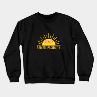 Radiate positivity, happy sun with pink sunglasses Crewneck Sweatshirt